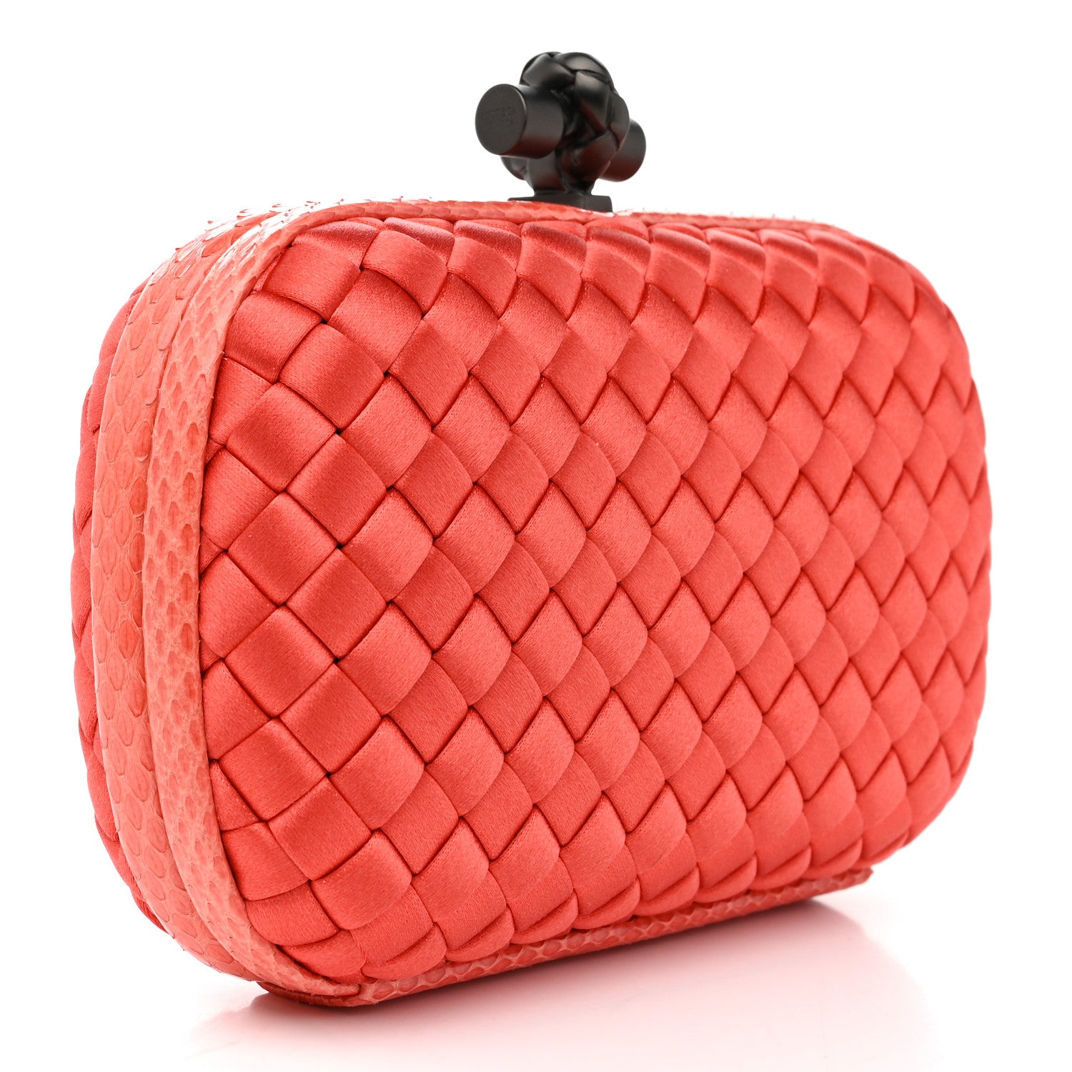 Bottega Veneta Satin Intreccio Impero Ayers Knot Clutch Magma 3 of 6