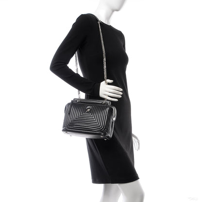 Fendi Shiny Nappa Trapuntata Small DotCom Click Chain Satchel Black 2 of 8