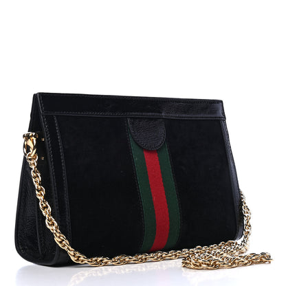 Gucci Suede Patent GG Web Small Ophidia Chain Shoulder Bag Black 2 of 4