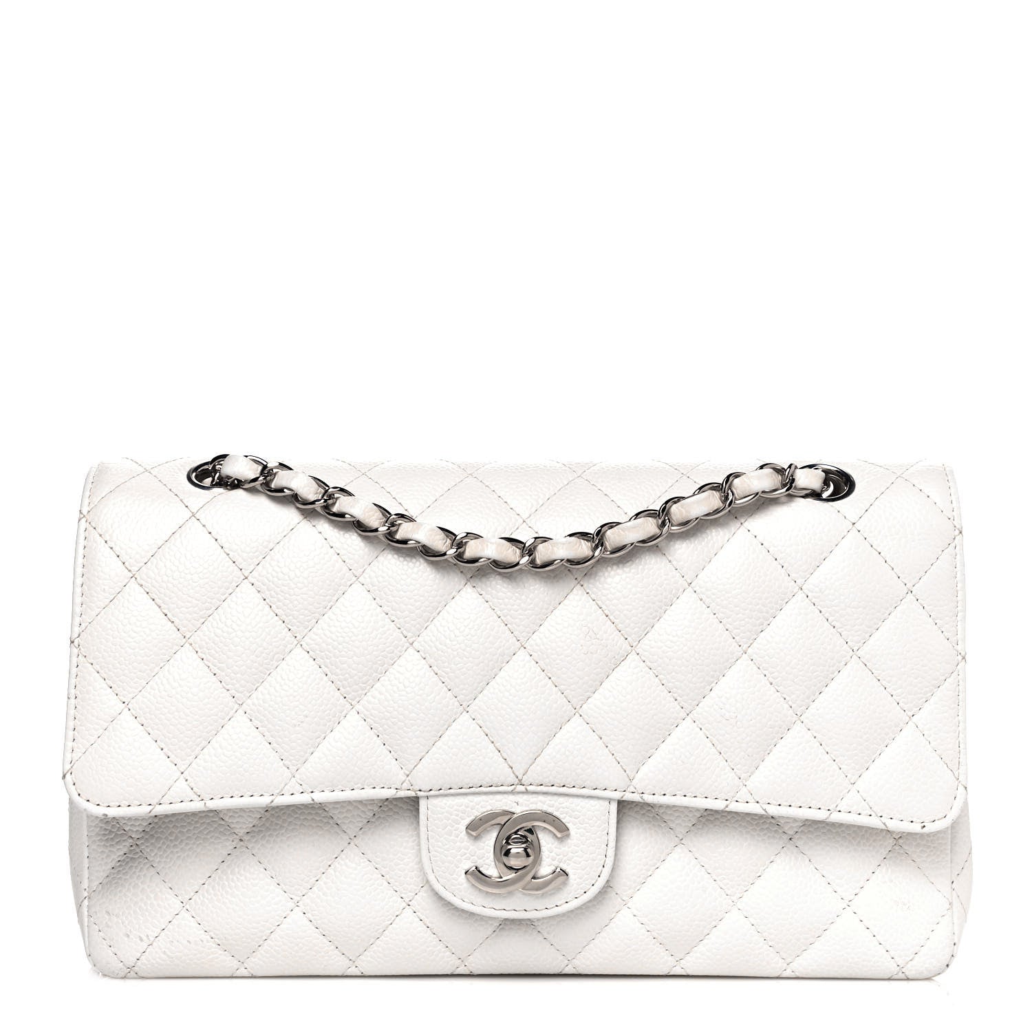 Chanel Caviar Quilted Medium Double Flap White 1 of 16