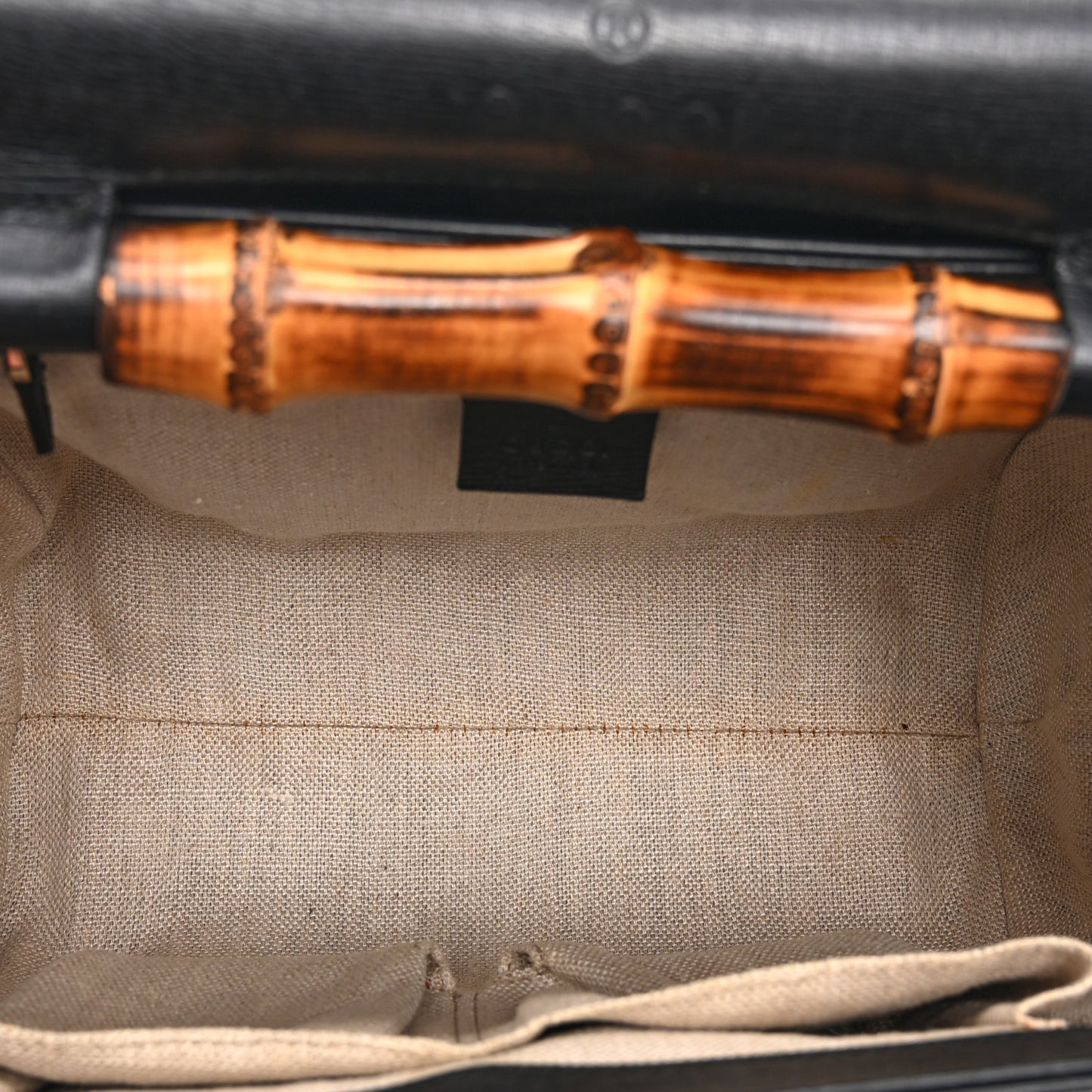Calfskin Bamboo Bullet Top Handle Bag Black