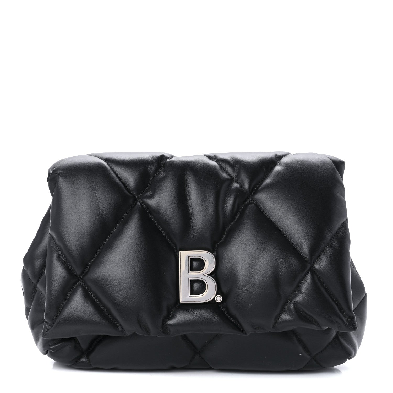 Balenciaga Nappa Calfskin Quilted Touch B Puffy Clutch Black 1 of 10