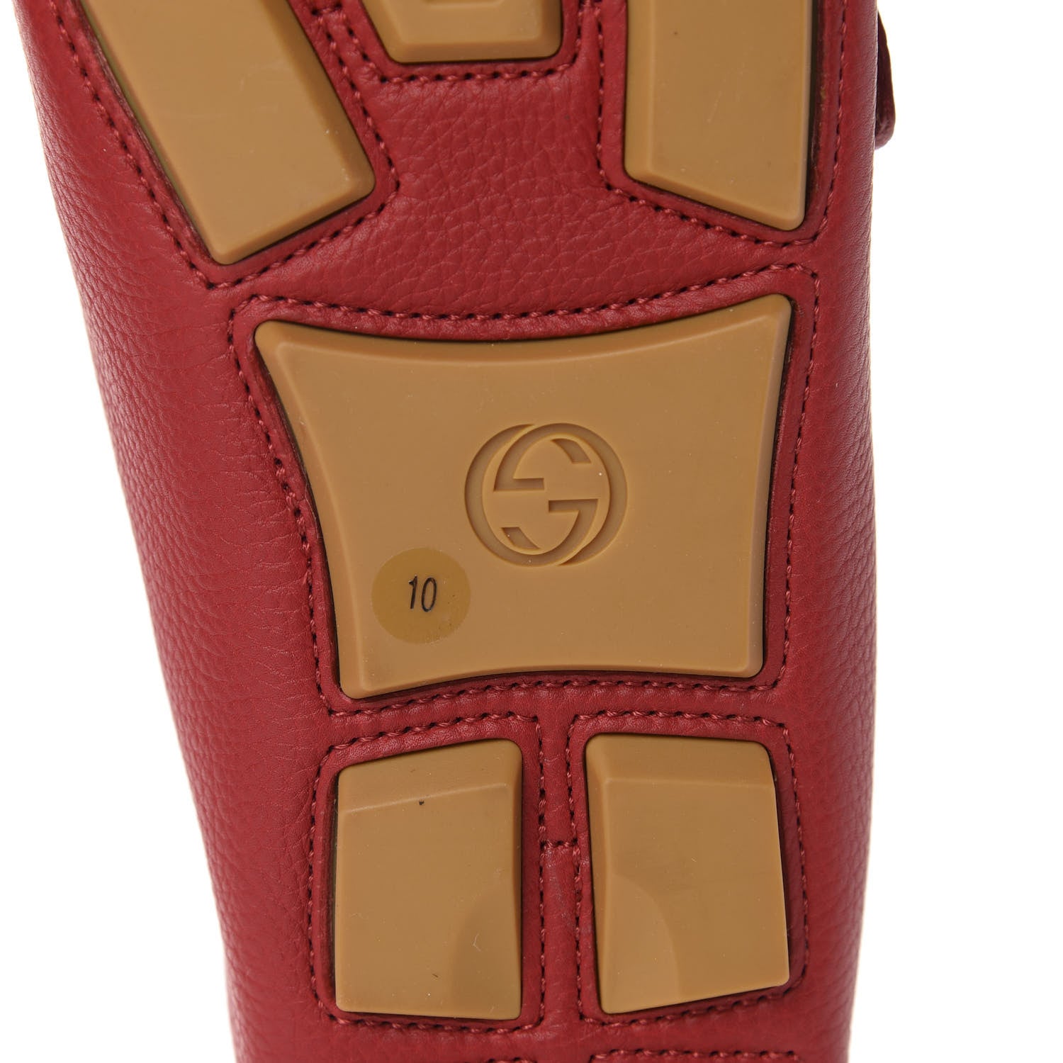 Gucci Calfskin Mens Web Sylvie Web Buckle Driver Loafers 10 Red 8 of 10