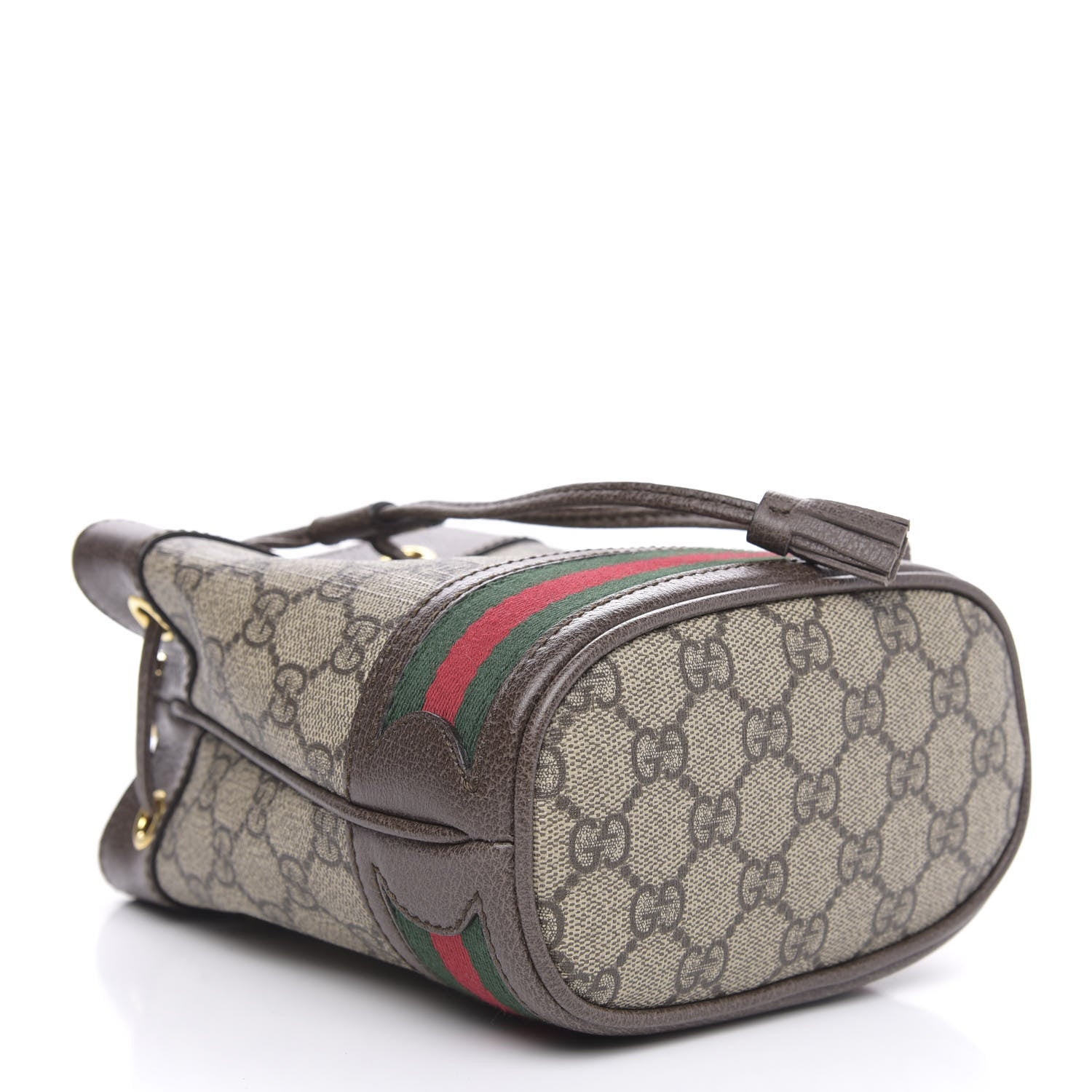 Gucci GG Supreme Monogram Web Mini Ophidia Bucket Bag Brown 4 of 10