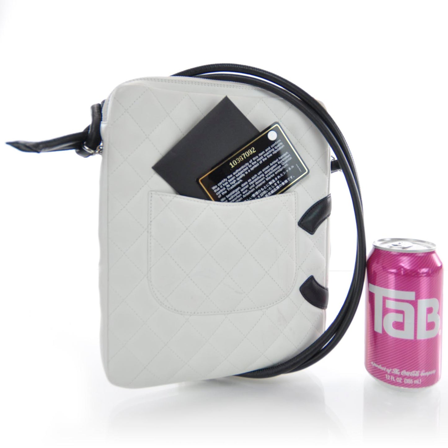 Calfskin Quilted Cambon Messenger White Black