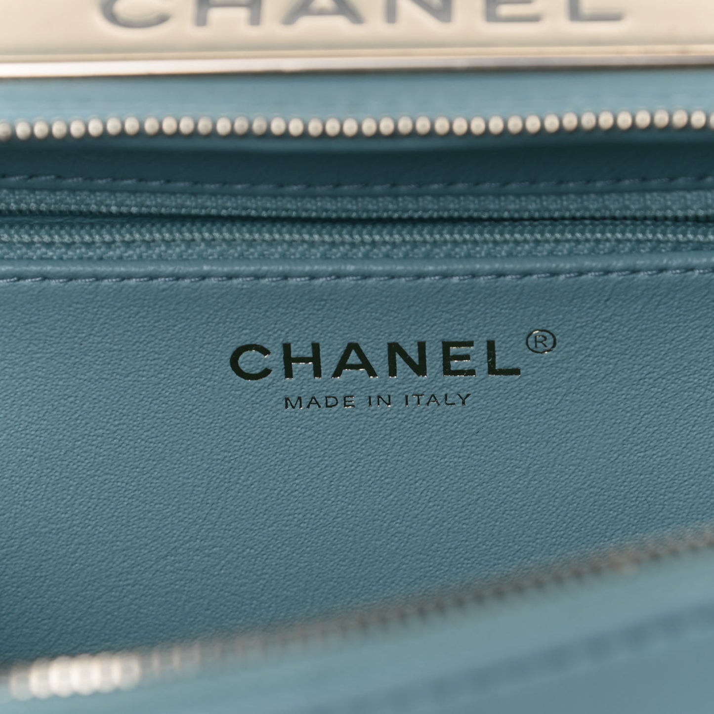Lambskin Quilted Small Trendy CC Bowling Bag Light Blue