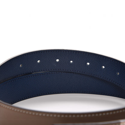 Hermes Swift Epsom 32mm Belt Strap 80 Etoupe Bleu de Malte 2 of 5