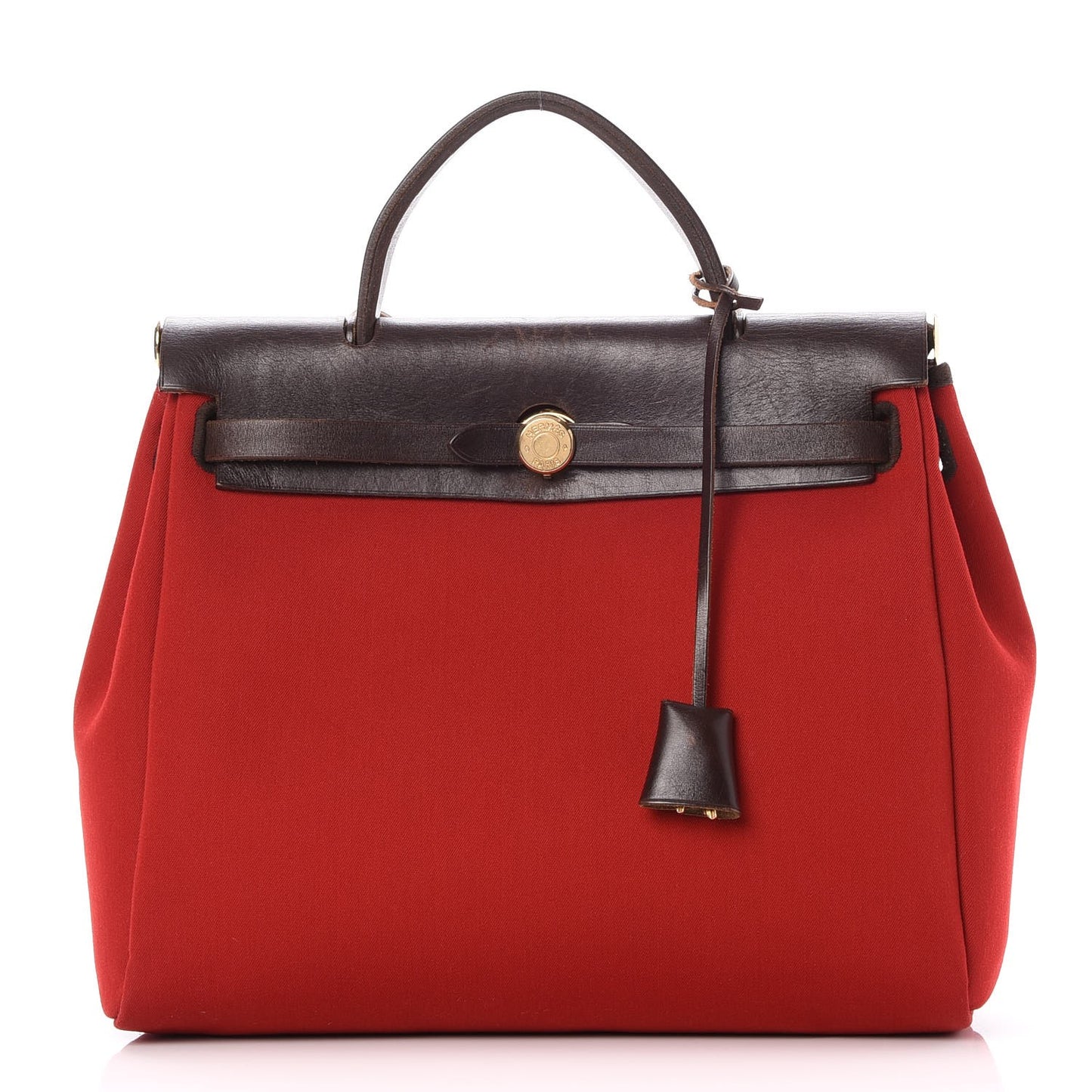 Toile Vache Calfskin Herbag 30 PM Orange Red