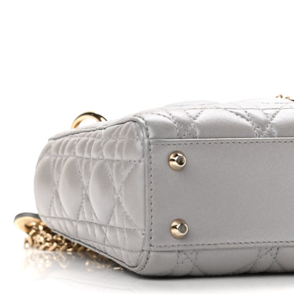 Christian Dior Lambskin Cannage Mini Lady Dior Grey 8 of 9