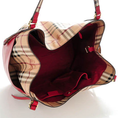 Burberry Haymarket Check Small Canterbury Tote Military Red 7 of 11