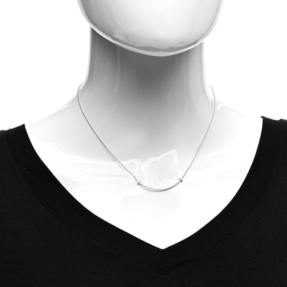 Tiffany 18K White Gold Diamond Small T Smile Pendant Necklace 2 of 5