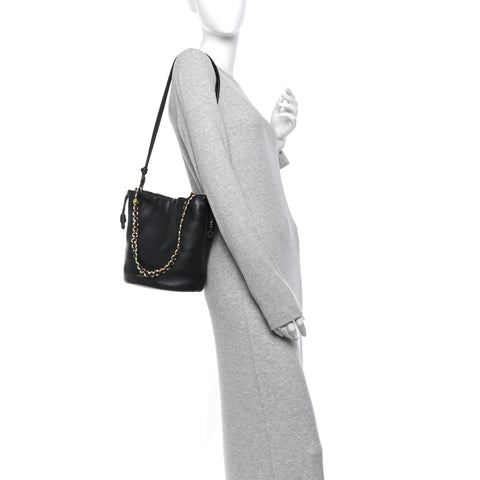 Mellow Nappa Donut Chain Mini Flamenco Knot Clutch Black