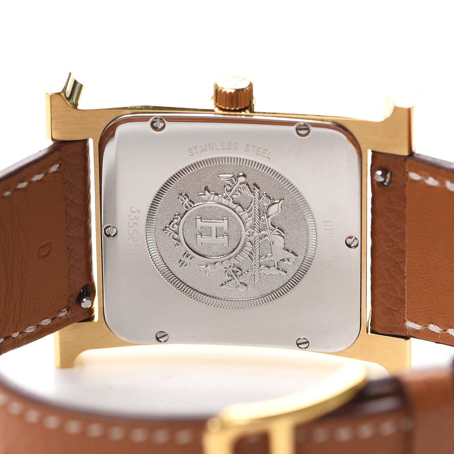 Hermes Stainless Steel Epsom 21mm Heure H Hour Quartz Watch Gold 4 of 5