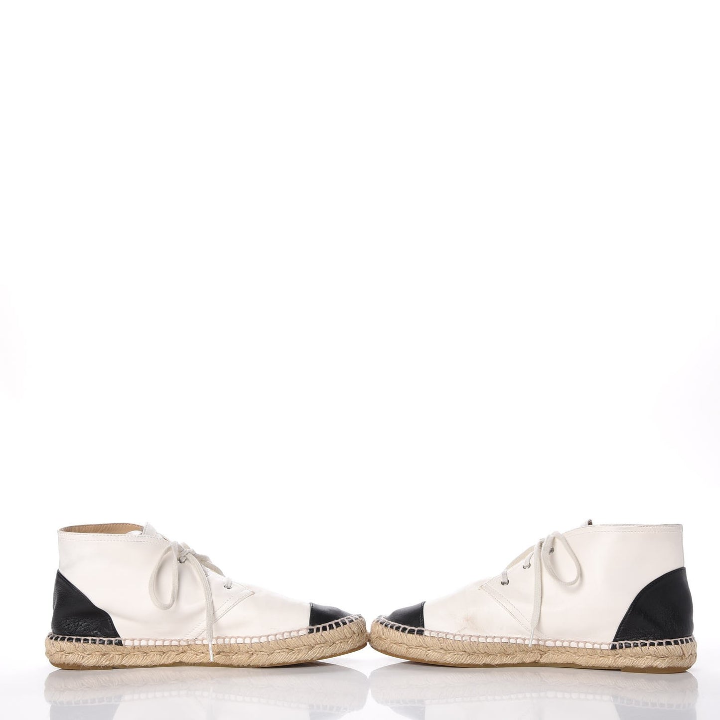 Lambskin Cap Toe Lace Up Espadrilles 40 Beige Black