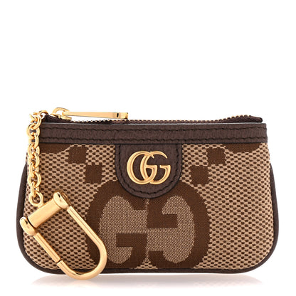 Gucci Monogram Jumbo GG Textured Dollar Calfskin Ophidia Key Case Camel Ebony New Acero 1 of 9