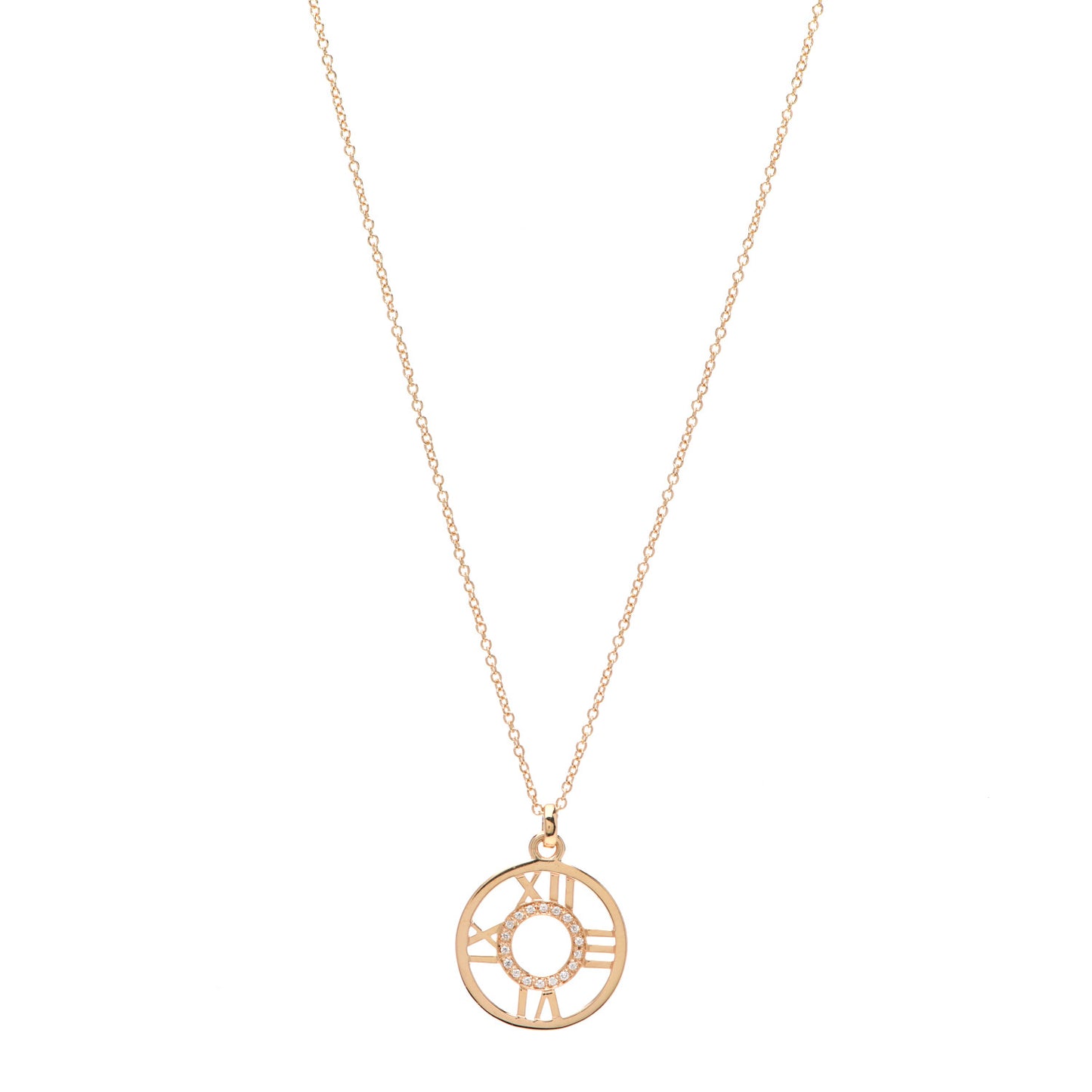 18K Rose Gold Diamond Small Atlas Open Pendant Necklace