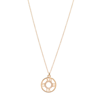 Tiffany 18K Rose Gold Diamond Small Atlas Open Pendant Necklace 1 of 6