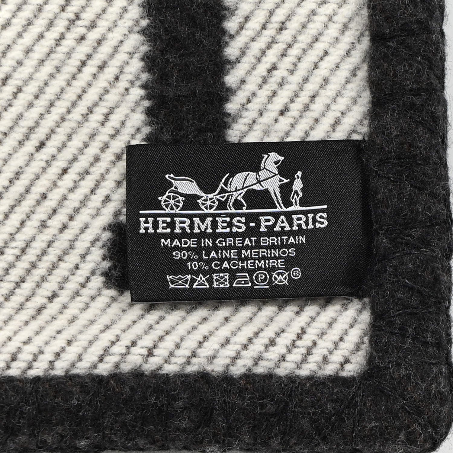 Hermes Wool Cashmere Avalon Blanket Ecru Gris Fonce 3 of 3