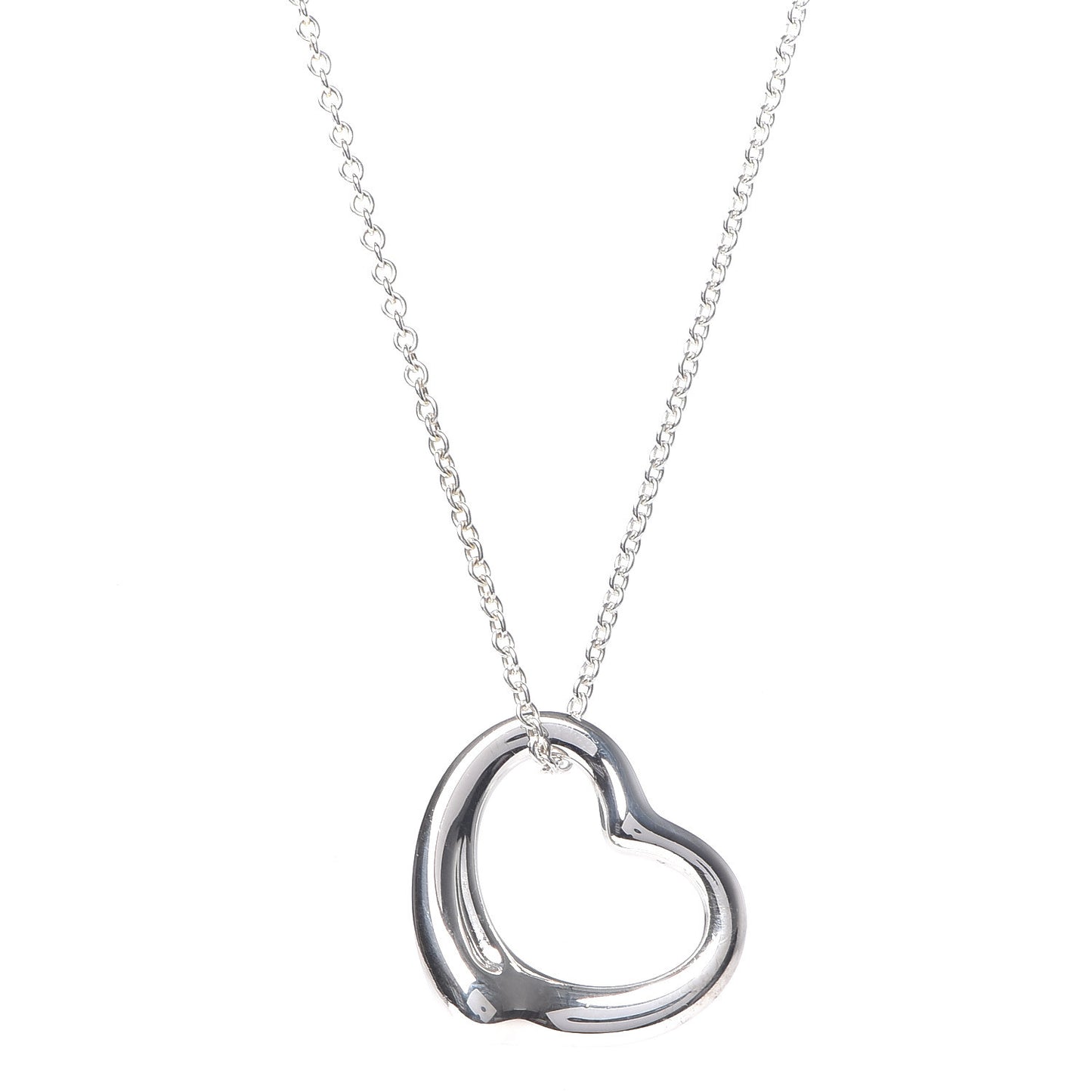 Sterling Silver 22mm Elsa Peretti Open Heart Pendant Necklace