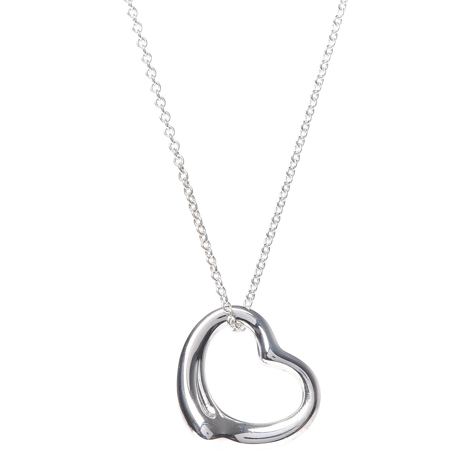 Tiffany Sterling Silver 22mm Elsa Peretti Open Heart Pendant Necklace 4 of 6