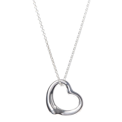 Tiffany Sterling Silver 22mm Elsa Peretti Open Heart Pendant Necklace 4 of 6