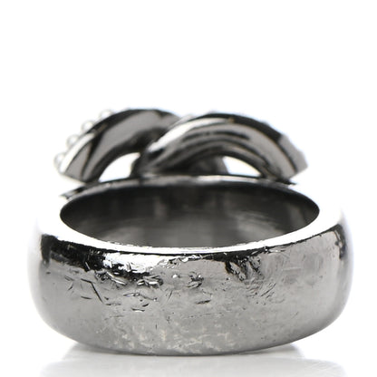 Chanel Crystal Pearl CC Ring 6.5 Silver 3 of 6