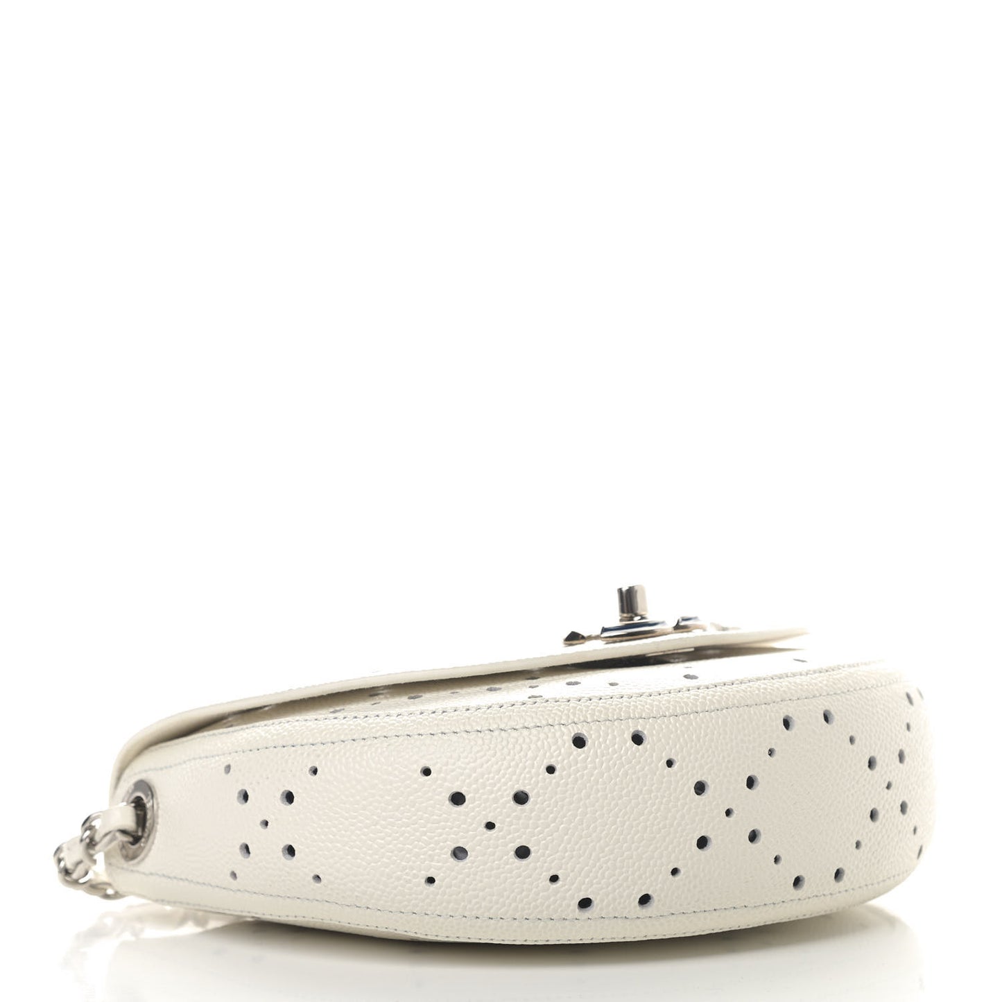 Caviar Perforated Messenger Bag White