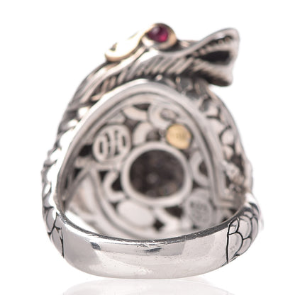John Hardy Sterling Silver 18K Yellow Gold Diamond Ruby Naga Dragon Ring 51.9 6 4 of 7