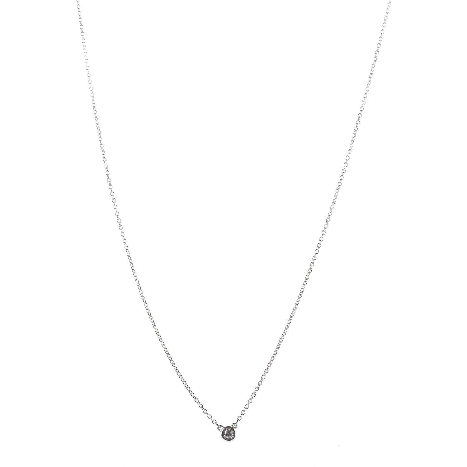 Tiffany Sterling Silver Diamond .05ct Elsa Peretti Diamonds by the Yard Pendant Necklace 1 of 6
