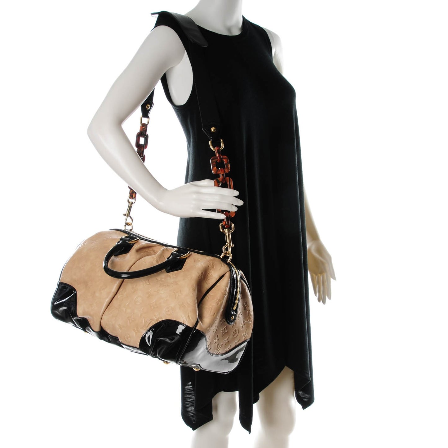 Calfskin Patent Embossed Monogram Stephen Ivory