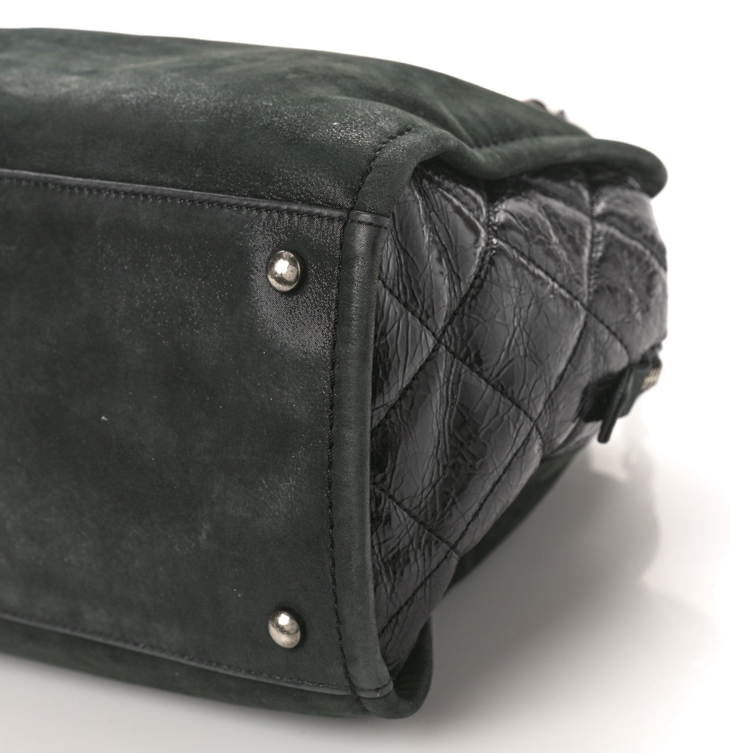 Chanel Iridescent Lambskin Aged Calfskin In The Mix Bowler Green 10 of 14