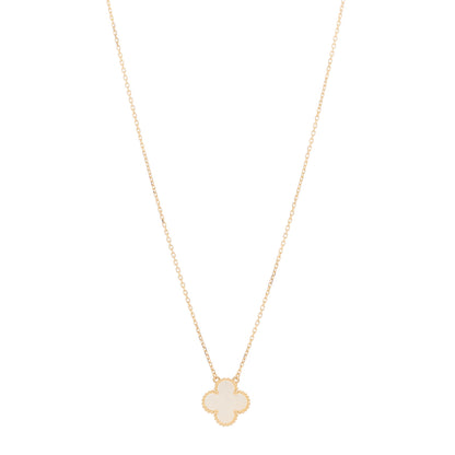 Van Cleef & Arpels 18K Yellow Gold Mother of Pearl Vintage Alhambra Pendant Necklace 1 of 5