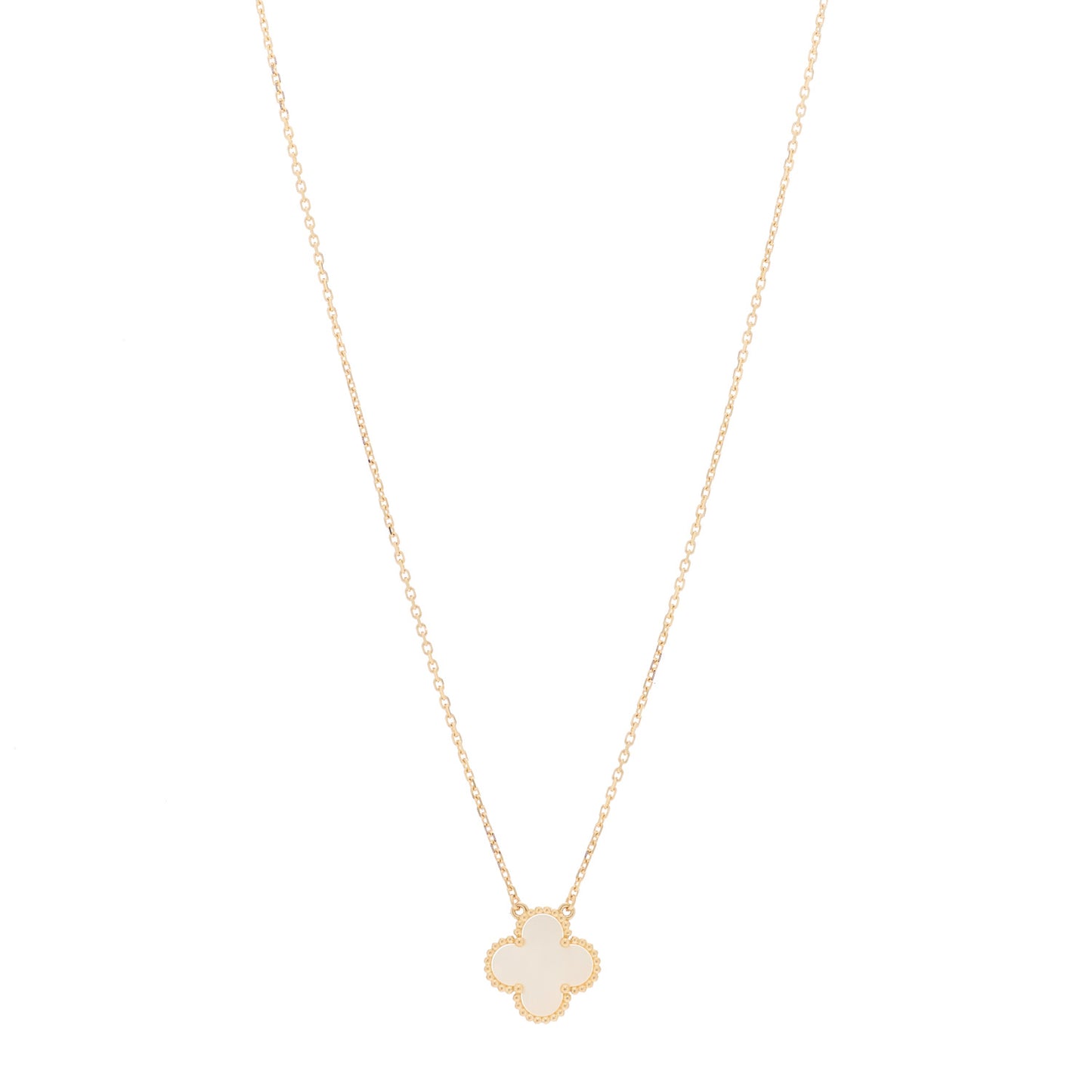 18K Yellow Gold Mother of Pearl Vintage Alhambra Pendant Necklace