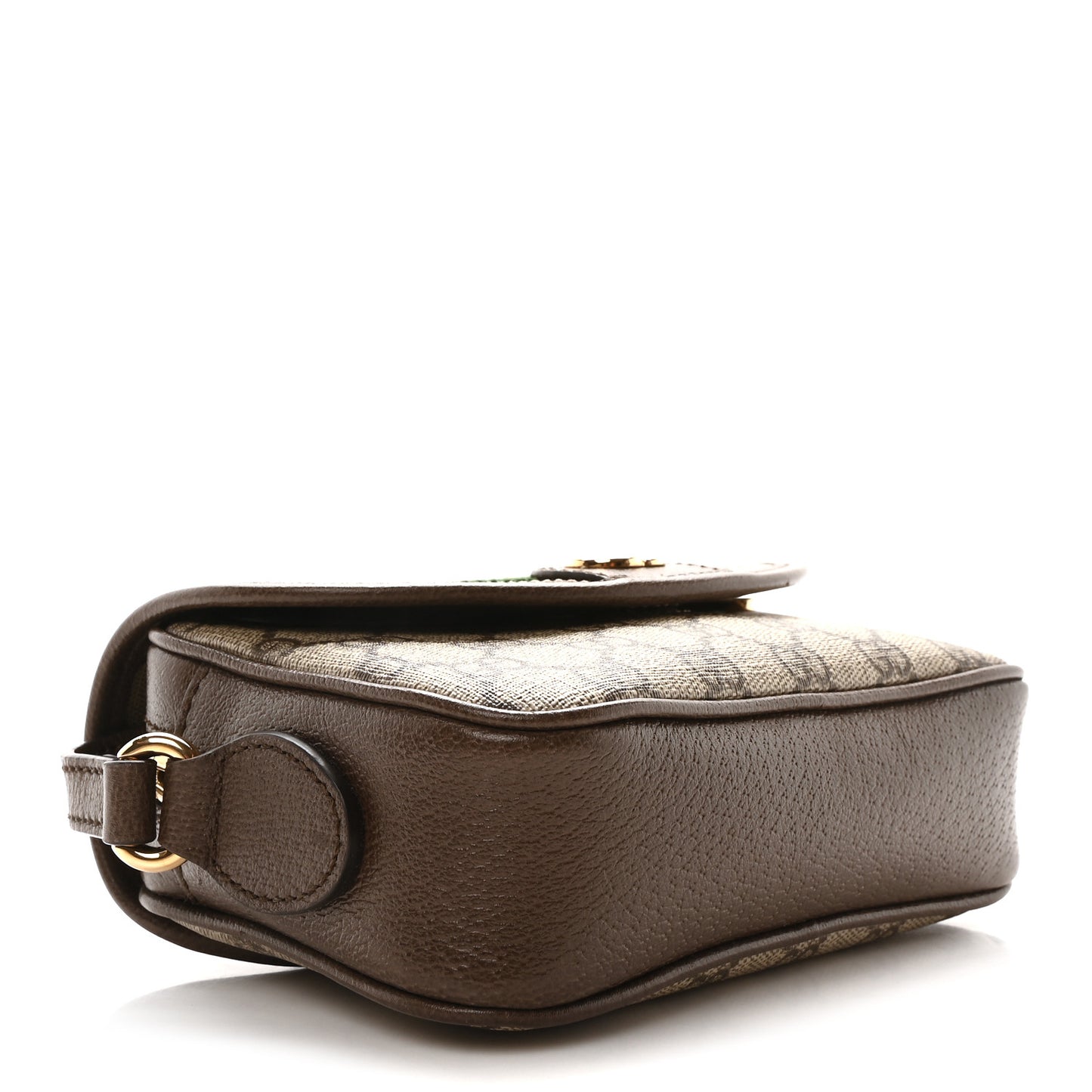 GG Supreme Monogram Textured Dollar Calfskin Mini Ophidia Flap Shoulder Bag Beige Ebony New Acero