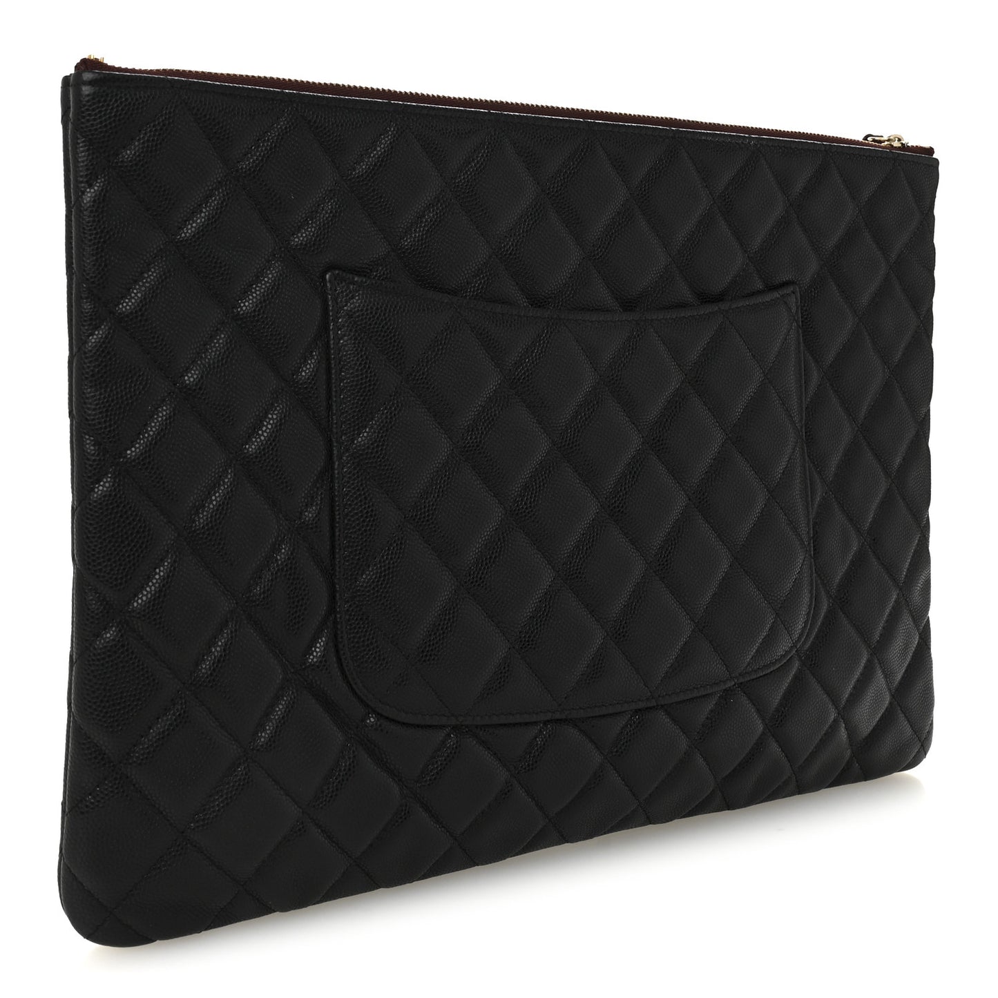 Caviar Quilted Large Cosmetic Case Black