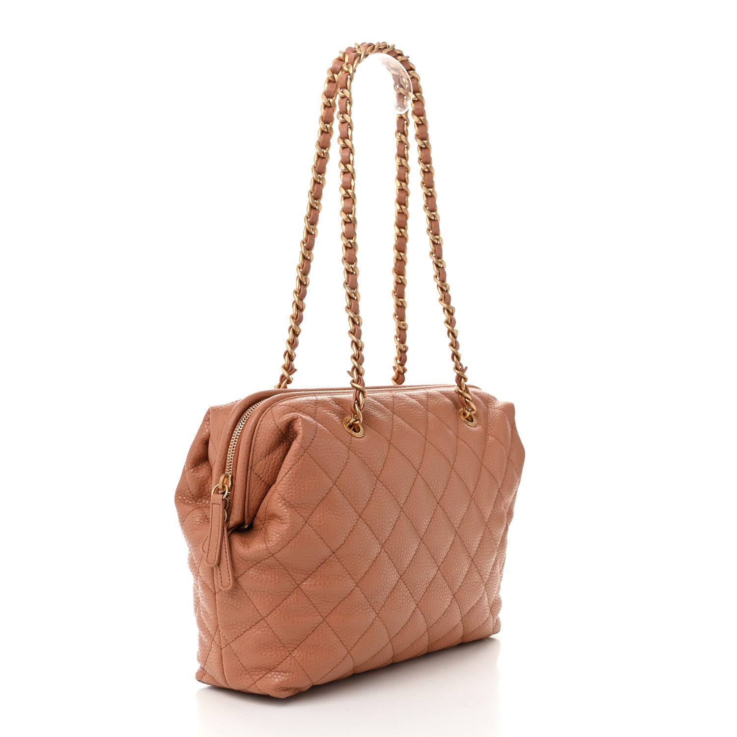 CHANEL ブラウン キルティング バッグ Chanel Shiny Caviar Quilted Large Bowling Bag Brown 1635709