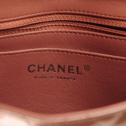 Chanel Striated Patent Quilted Mini Square Flap Pink 7 of 8