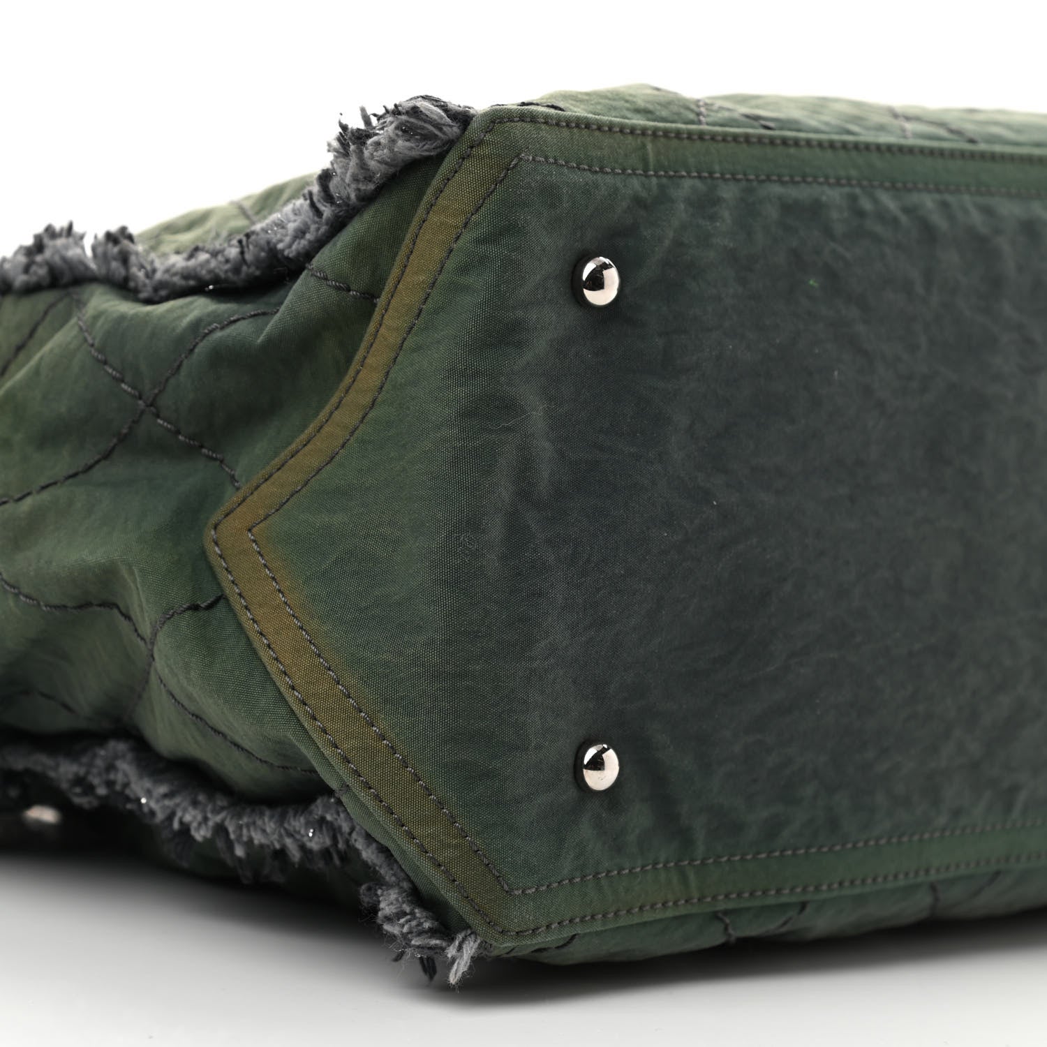Chanel Canvas Stitched Tweed Large Tote Dark Green 9 of 11