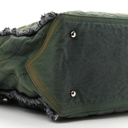Chanel Canvas Stitched Tweed Large Tote Dark Green 9 of 11