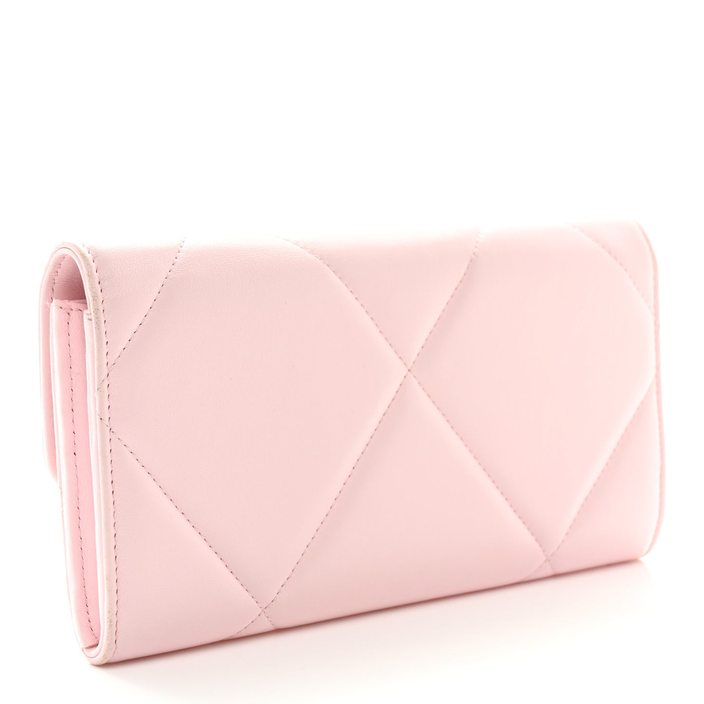 Lambskin Quilted Chanel 19 Flap Wallet Light Pink