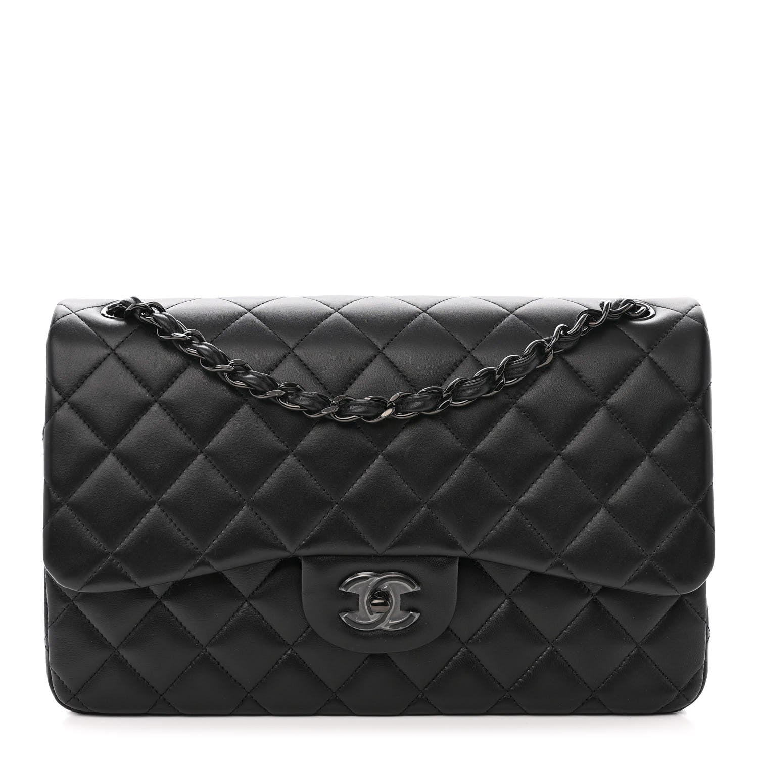Chanel Lambskin Quilted Jumbo Double Flap So Black 1 of 10