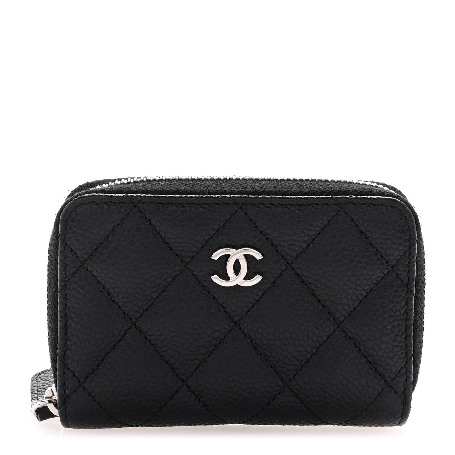 Caviar Quilted Classic Zipped Coin Purse Black