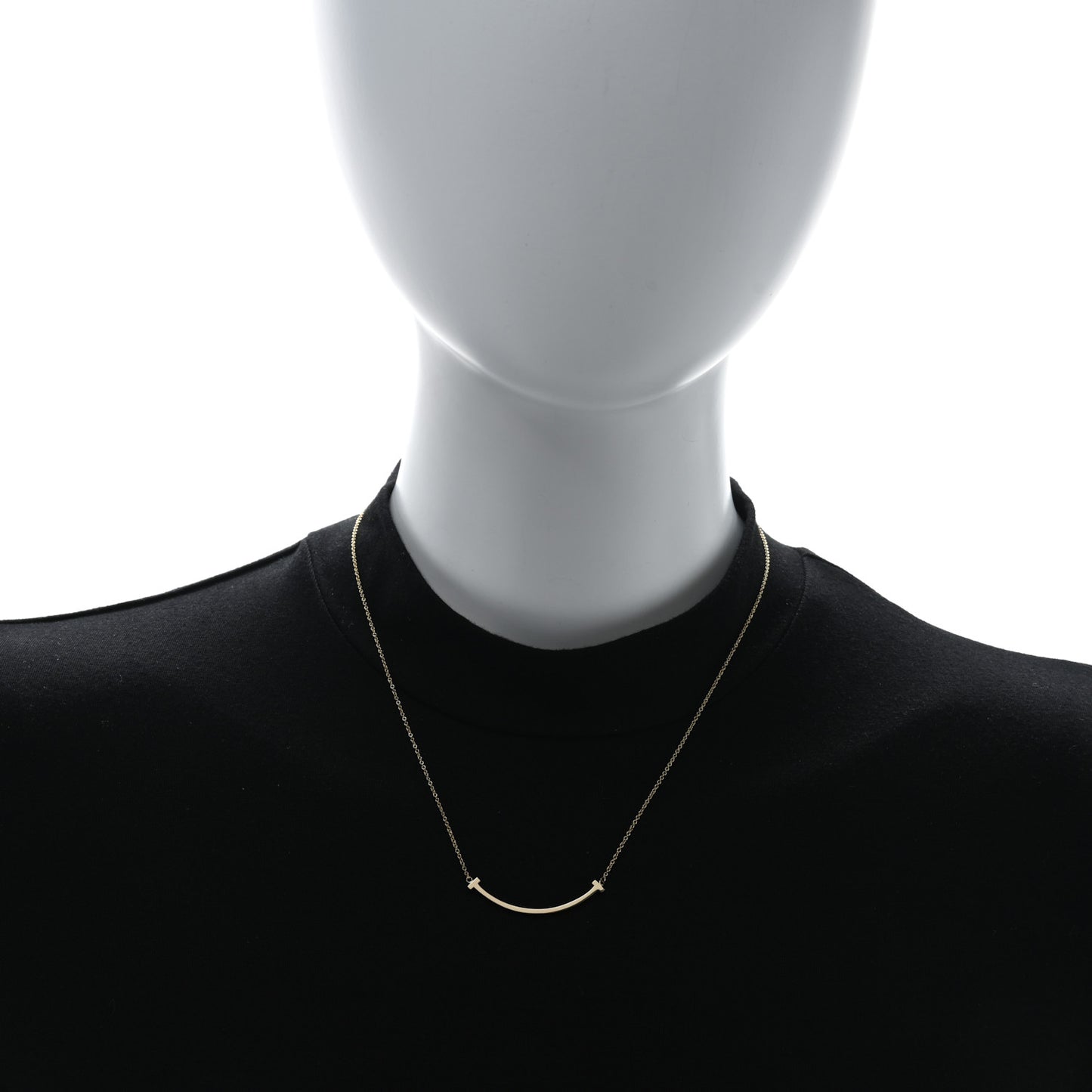 18K Yellow Gold Small T Smile Pendant Necklace