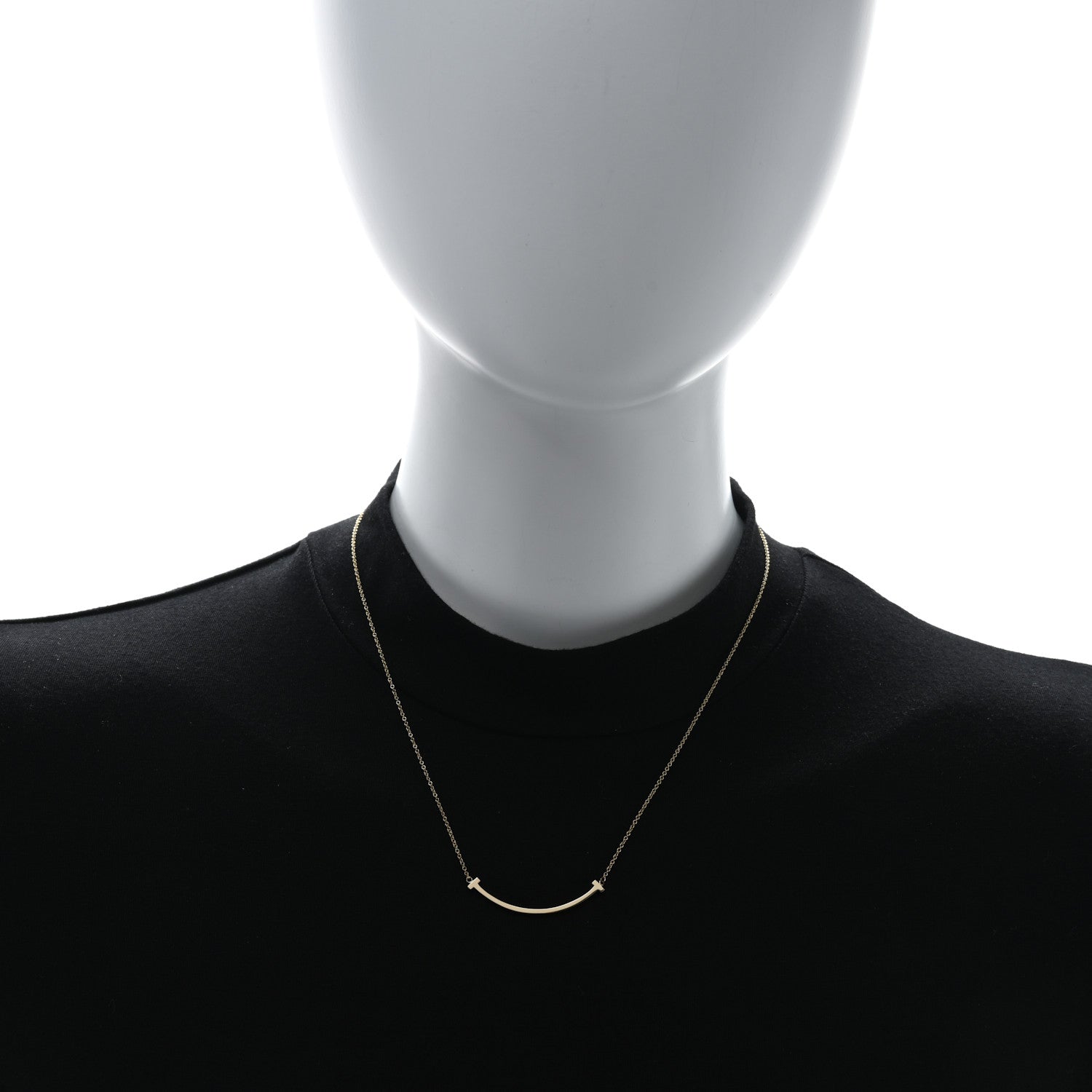 Tiffany 18K Yellow Gold Small T Smile Pendant Necklace 2 of 4