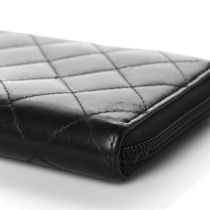 Chanel Calfskin Quilted Cambon Large Gusset Zip Around Wallet Black Silver 9 of 12