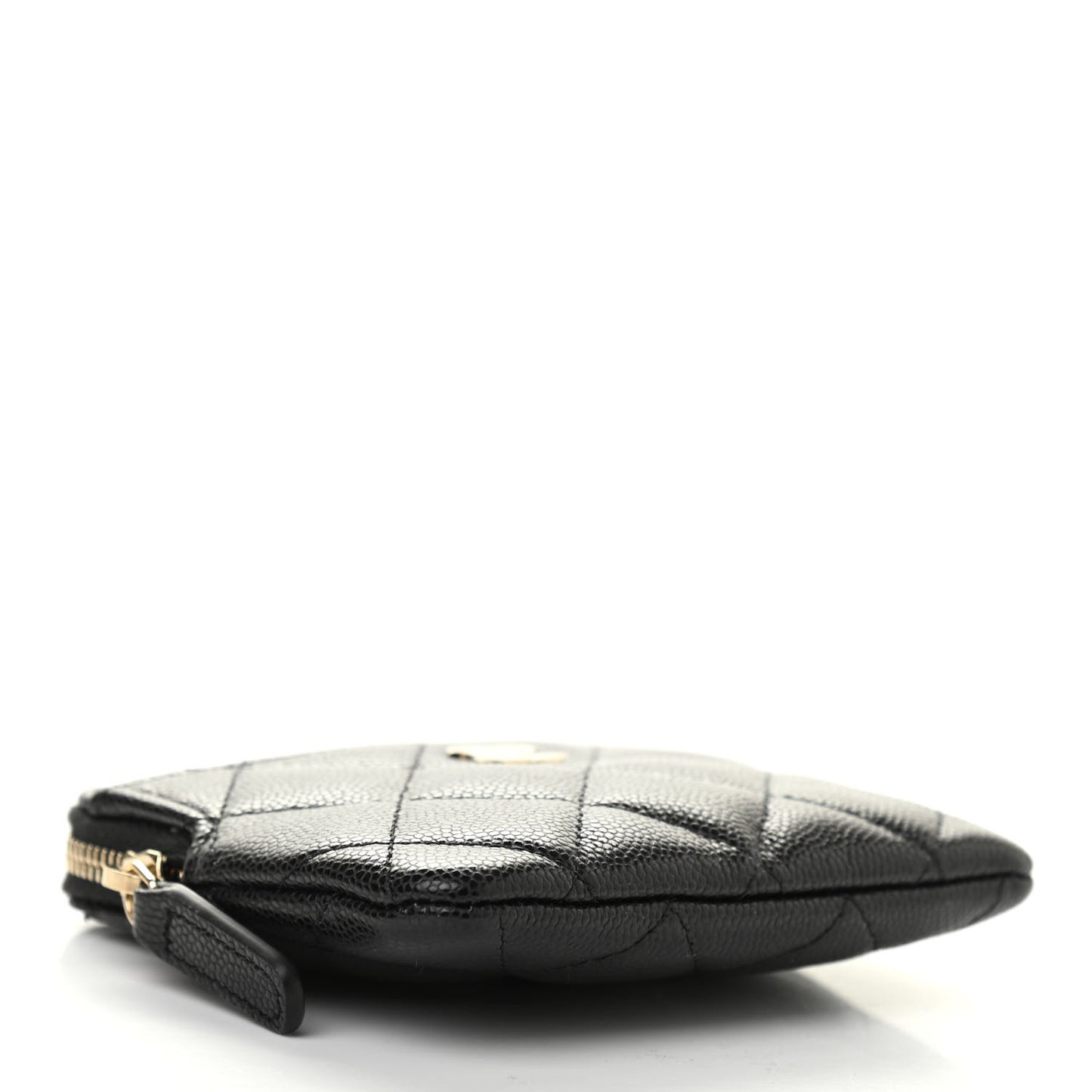 Caviar Quilted Zip Card Holder Wallet Black