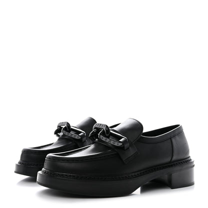 Louis Vuitton Calfskin Oversized Chain Academy Loafers 38 Black 3 of 10