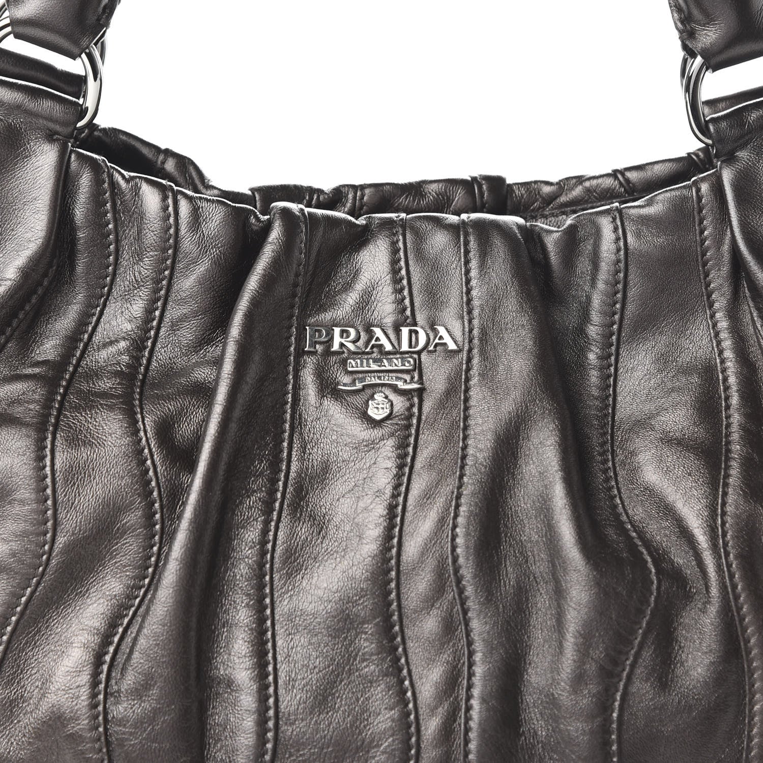 Prada Metallic Nappa Tessuto Mordore Stripes Shoulder Bag Grey 9 of 9