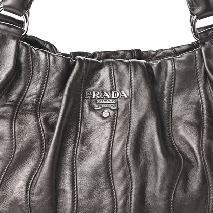 Prada Metallic Nappa Tessuto Mordore Stripes Shoulder Bag Grey 9 of 9