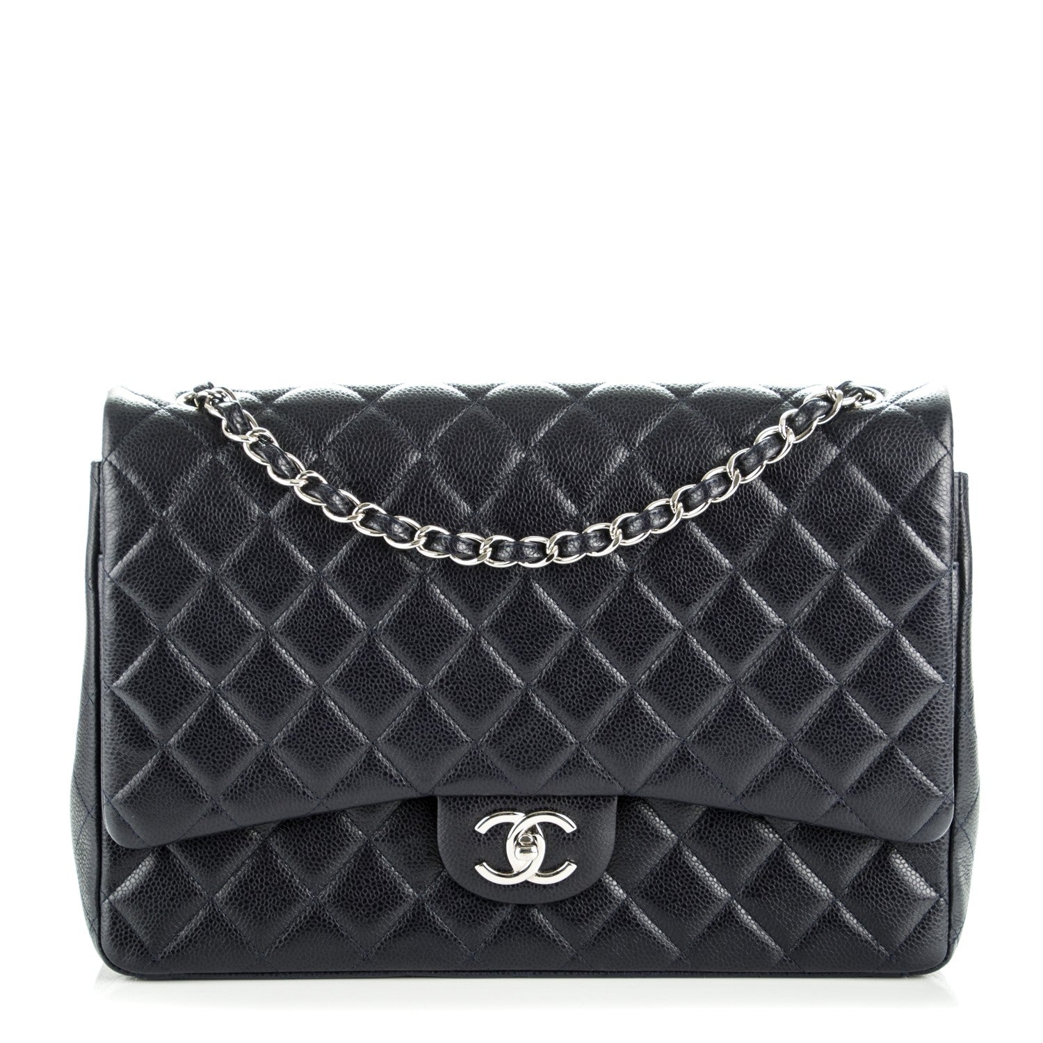 Chanel Caviar Quilted Maxi Double Flap Navy Blue 1 of 8